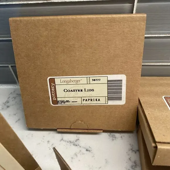 Longaberger Pottery Paprika Coaster / Crock Lid #30222 Made in USA/ Set Of Four - Picture 6 of 7